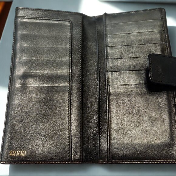 Gucci Black Leather Wallet with Bamboo Bit – Cleaned & Conditioned – Vintage - Picture 4 of 7